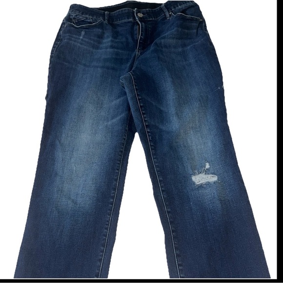 Chico’s Jeans Mid Rise, Stretch Waist, Dark Distressed, Straight Sz 2R Or L/12 - Picture 2 of 10